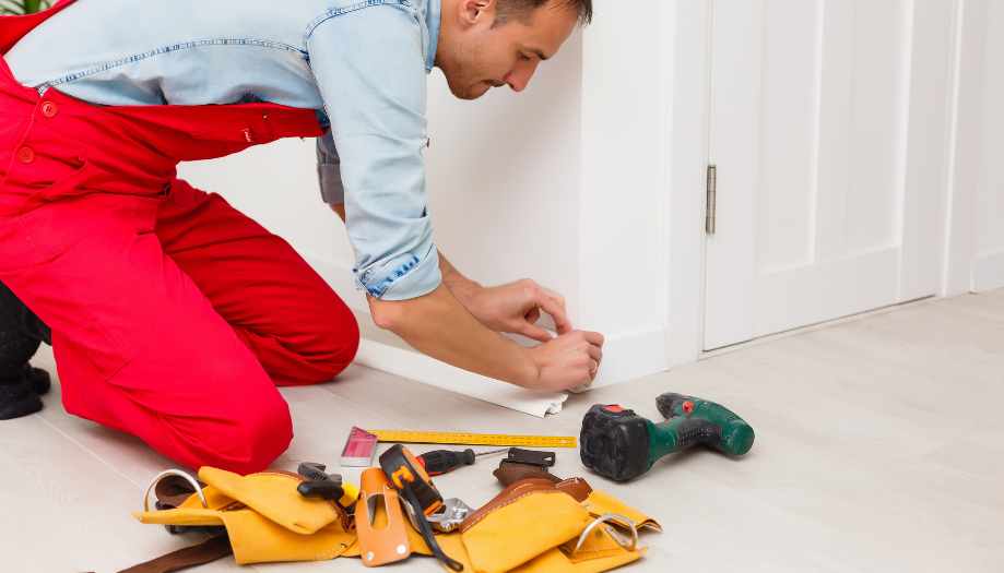 Stages of skirting boards installation